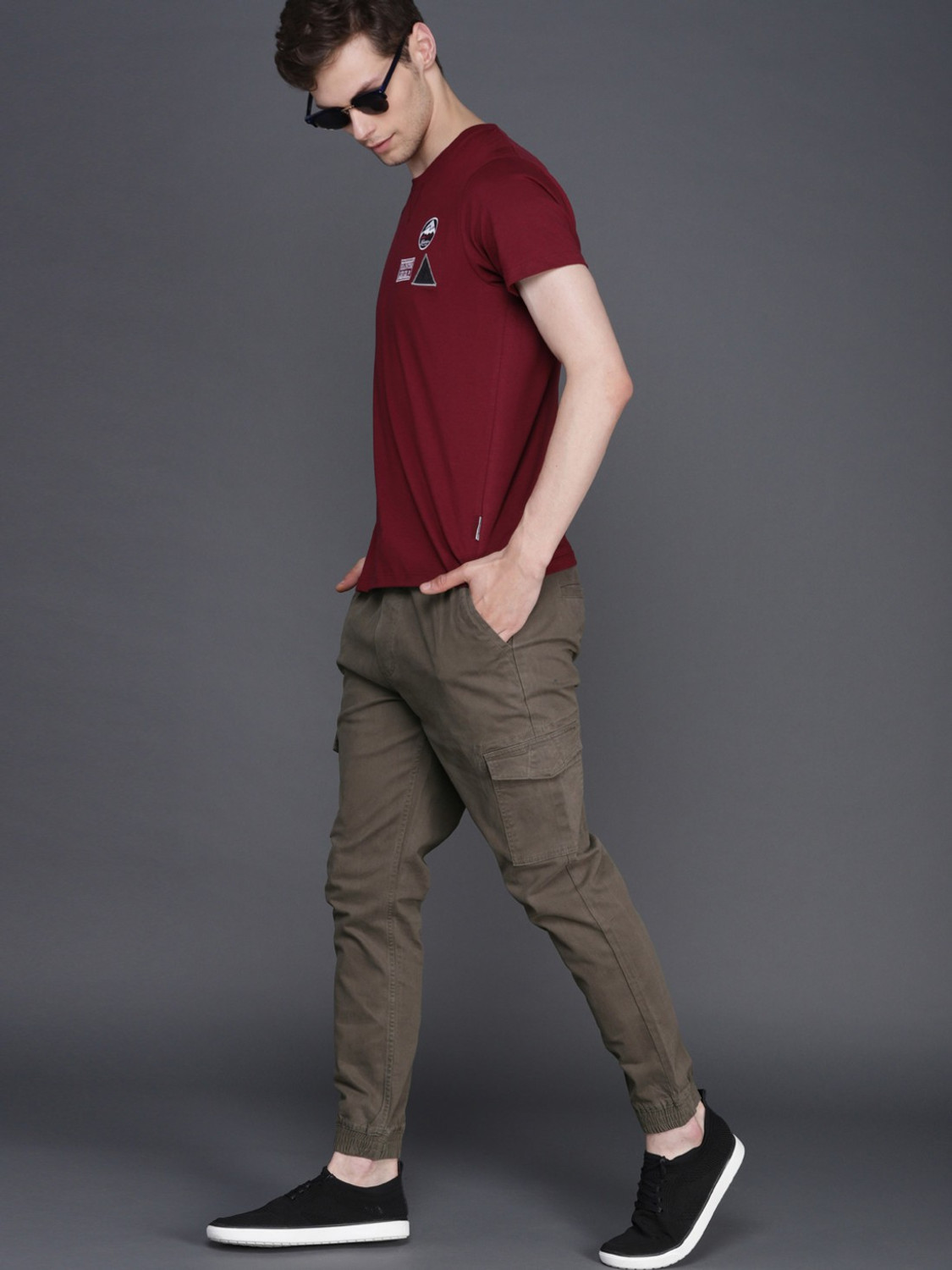 Image of WROGN Regular Fit Men Grey Trousers