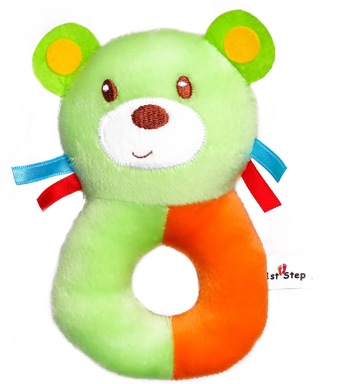 1st Step Dog Face Soft Plush Ring Rattle Cum Toy Rattle