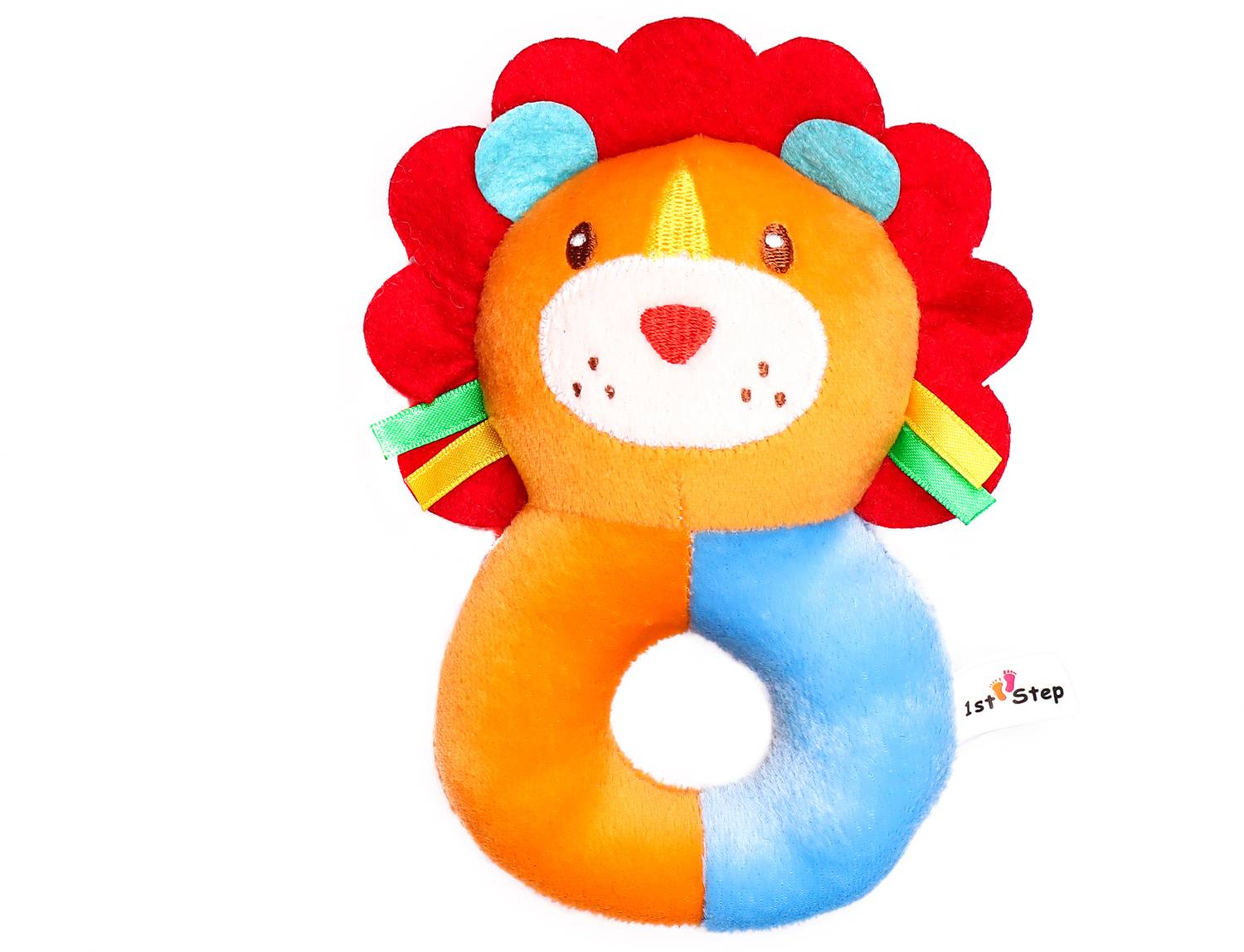 1st Step Lion Face Soft Plush Ring Rattle Cum Toy Rattle