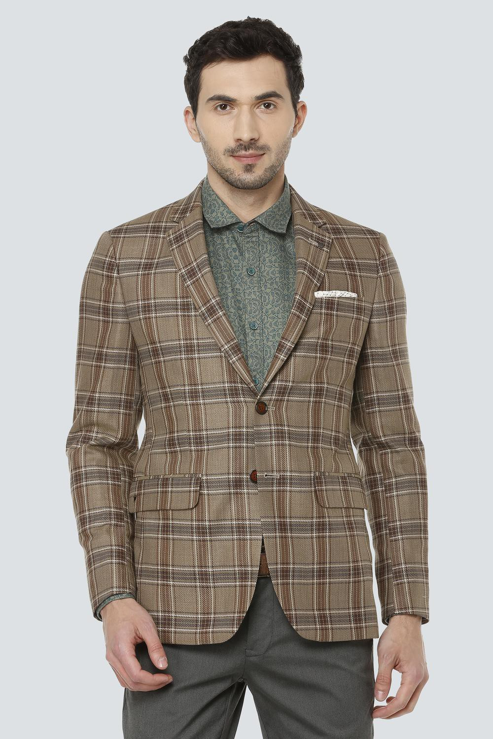 Image of LOUIS PHILIPPE Checkered Single Breasted Casual Men Blazer