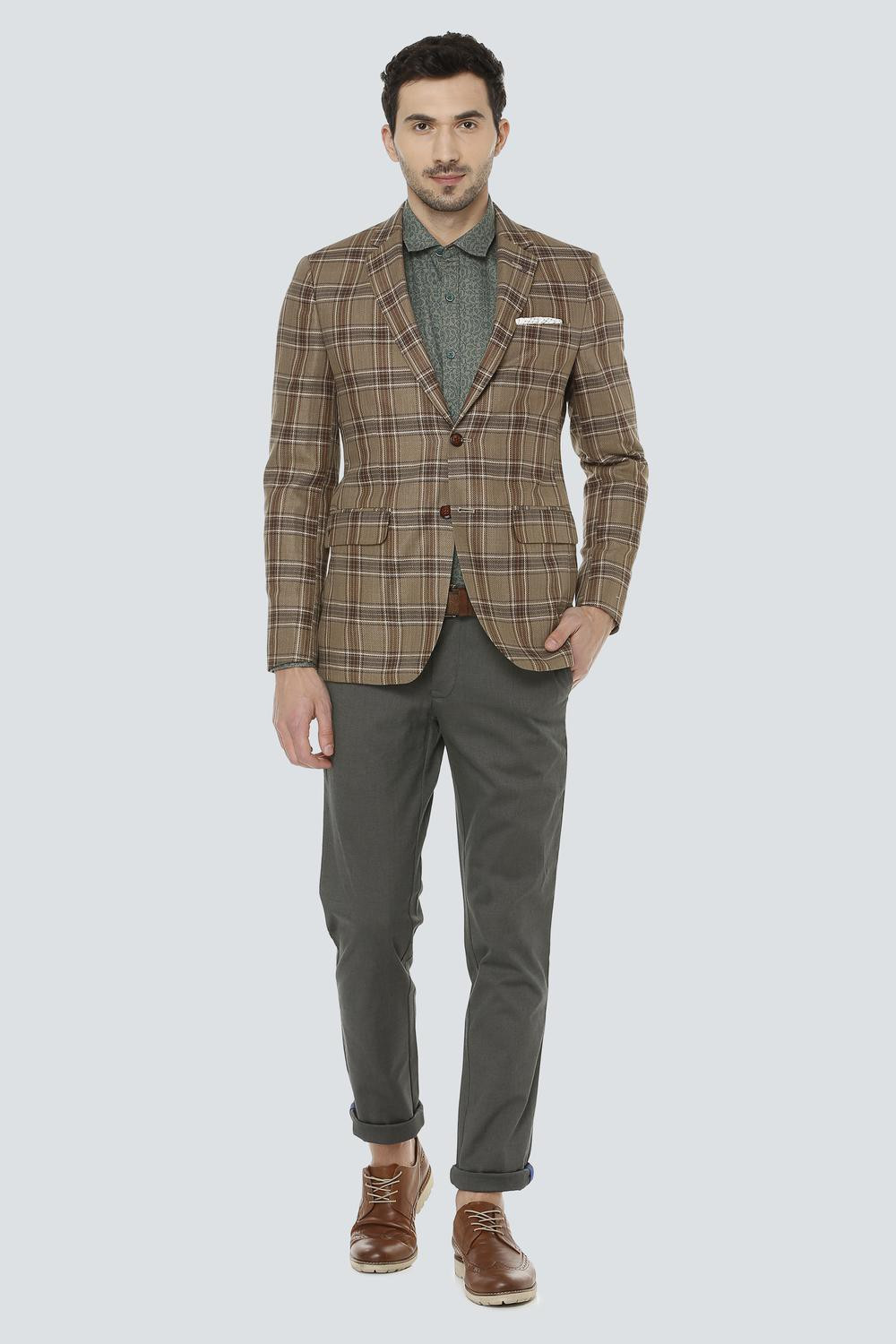 Image of LOUIS PHILIPPE Checkered Single Breasted Casual Men Blazer