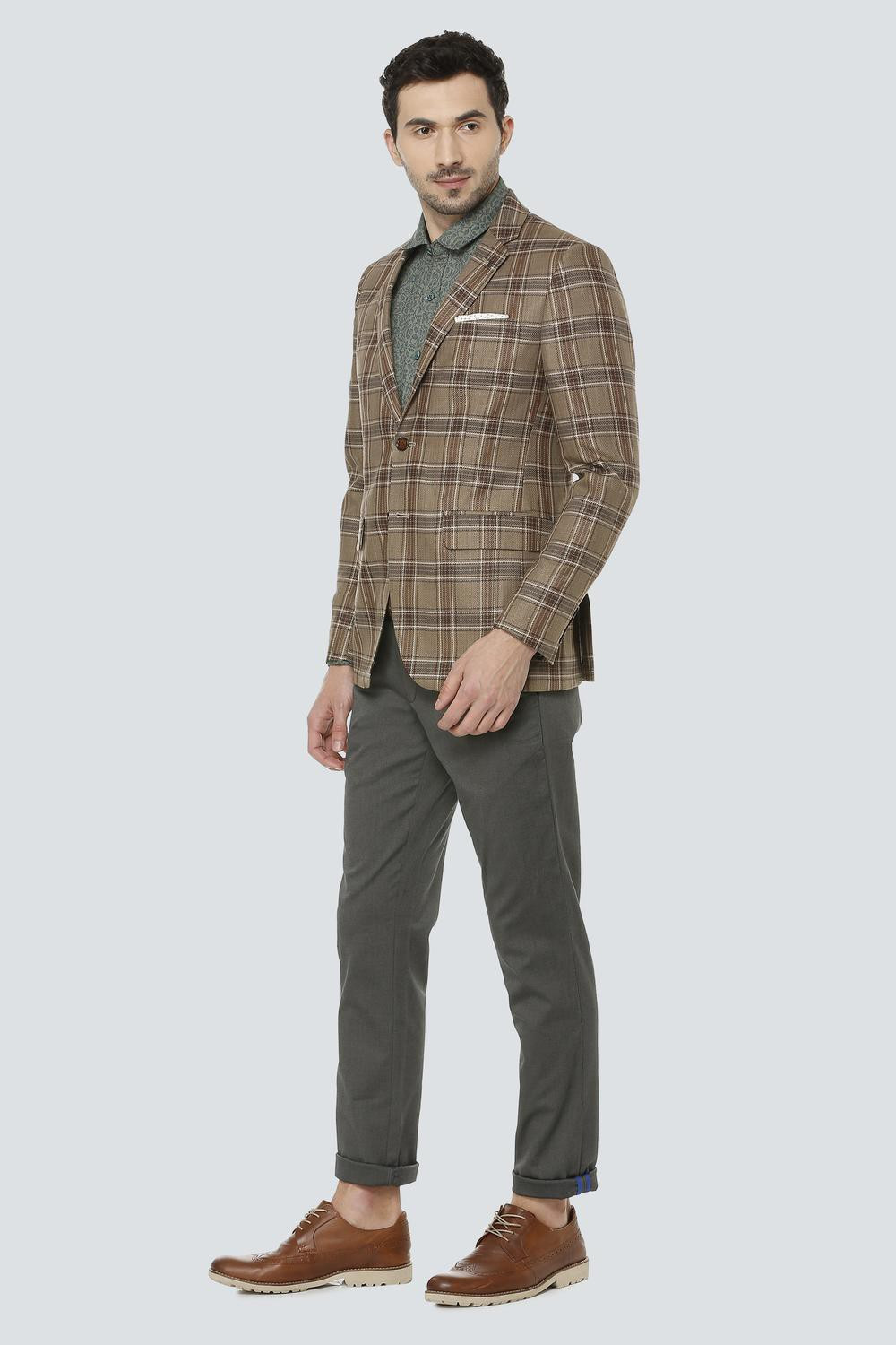 Image of LOUIS PHILIPPE Checkered Single Breasted Casual Men Blazer
