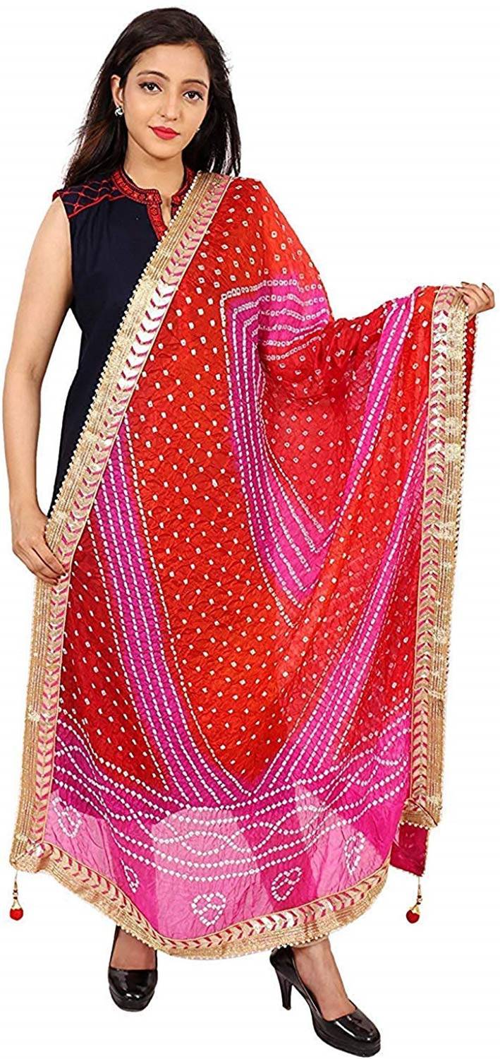 SRC Art Silk Printed Multicolor Women Dupatta