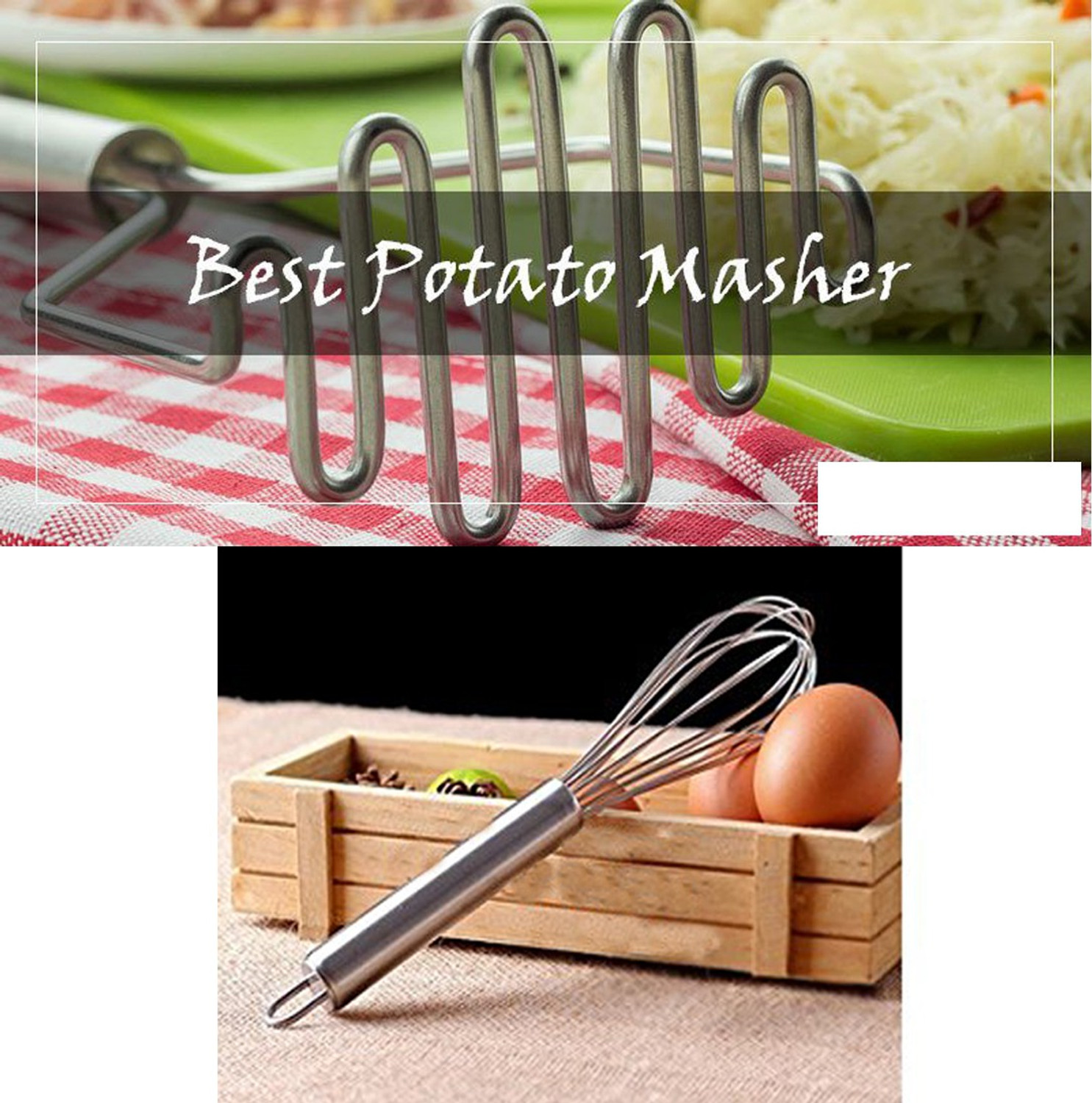 Image of OC9 Steel Lemon Squeezer & Cheese Grater & Whisk & Potato Masher & Chimta Kitchen Tool Set