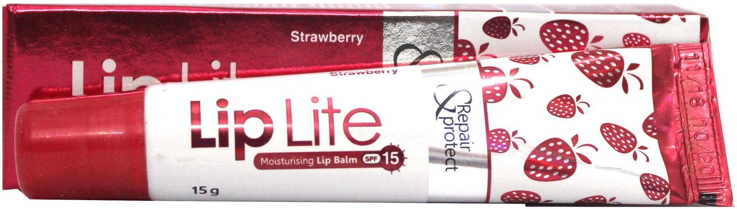 Image of Leeford Lip Lite Strawberry Moisturizing Lip Balm with SPF 15 Strawberry