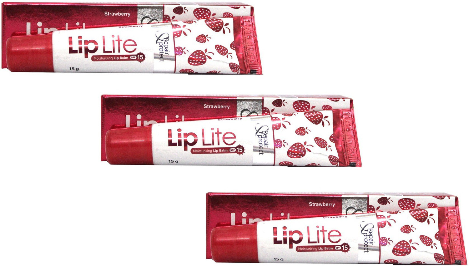 Image of Leeford Lip Lite Strawberry Moisturizing Lip Balm with SPF 15 Strawberry