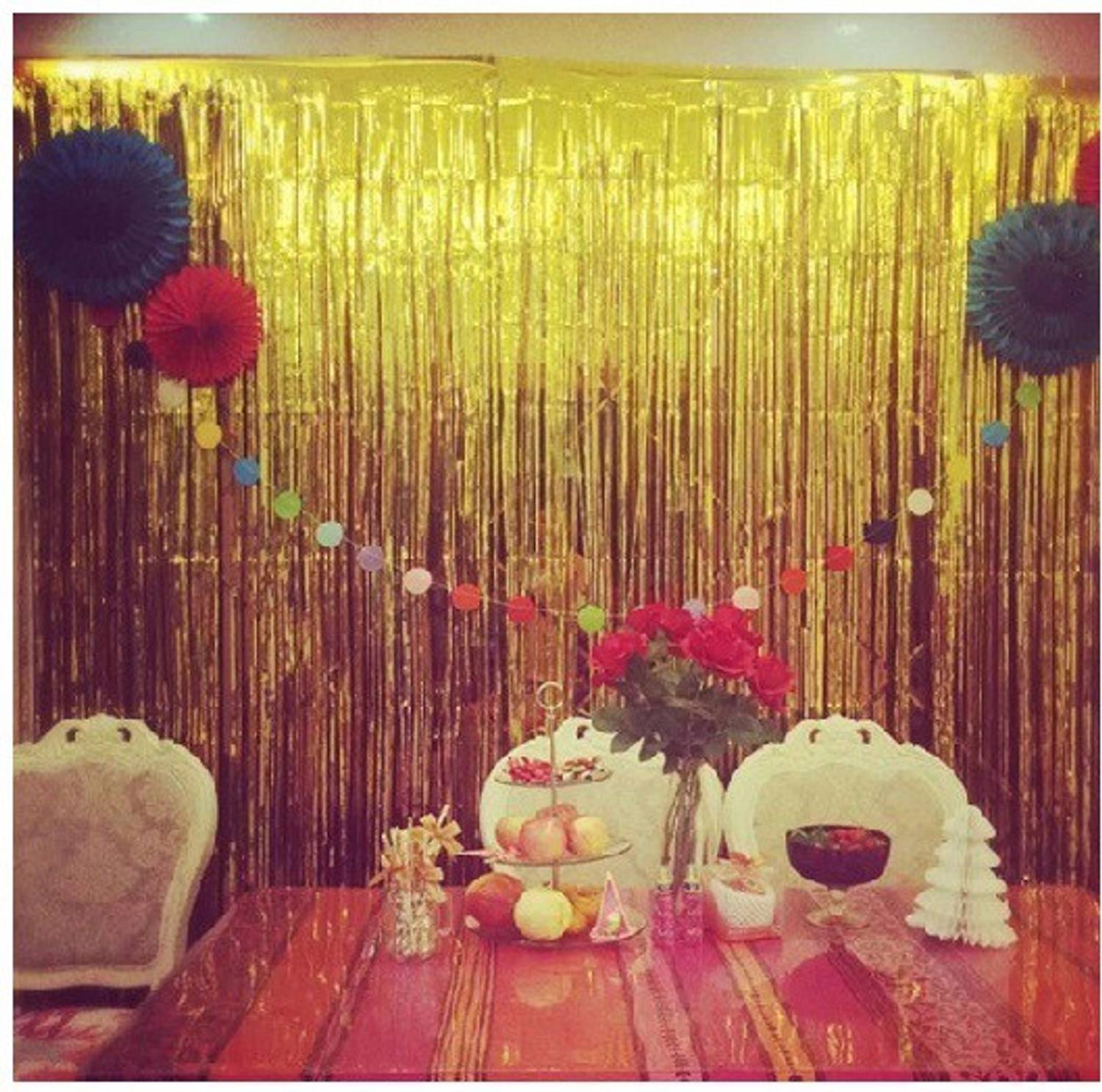 Balloons Festiko 3 * 6ft (Set-1) Golden foil Curtains for Birthday, Anniversary,Baby Shower,Party Decoration(Pack of 1)