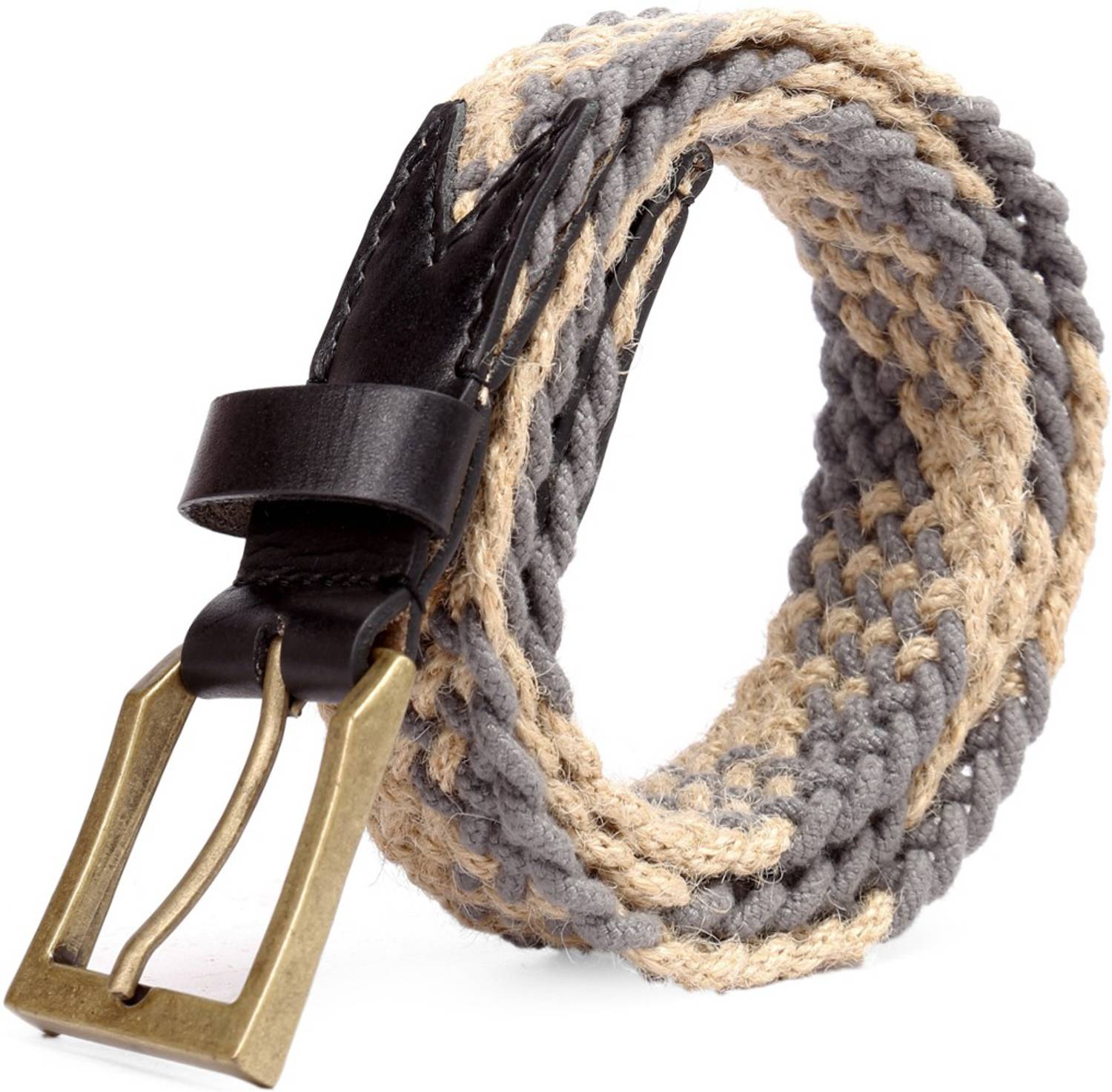bacca bucci Men Casual Beige Genuine Leather, Fabric Belt