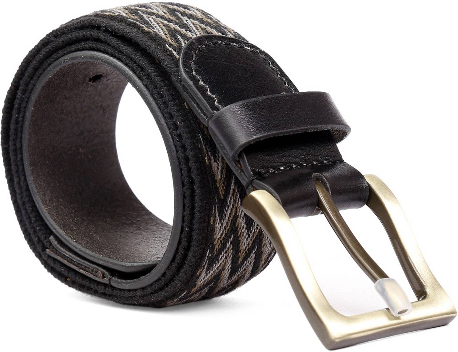 bacca bucci Men Black Genuine Leather, Canvas Belt