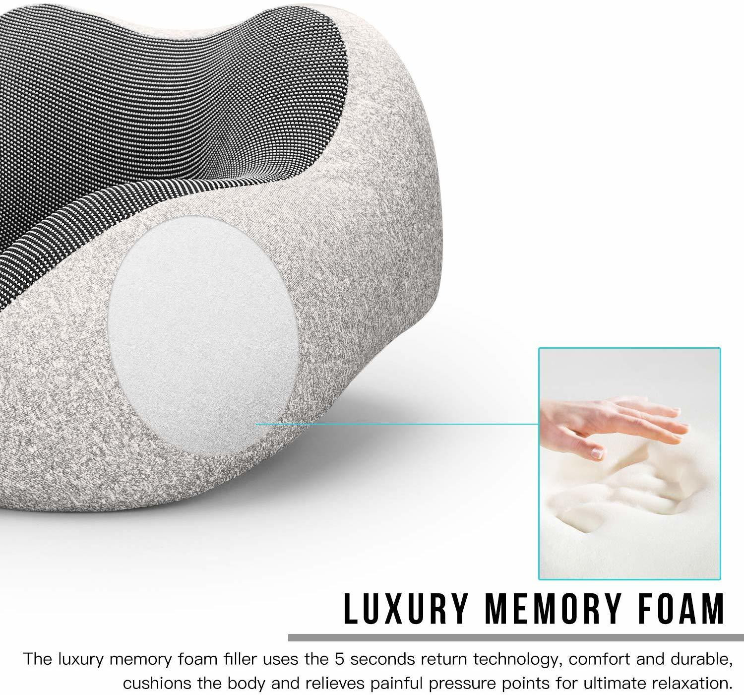 Image of Adofys Travel Grey Massage Neck Pillow & Eye Shade