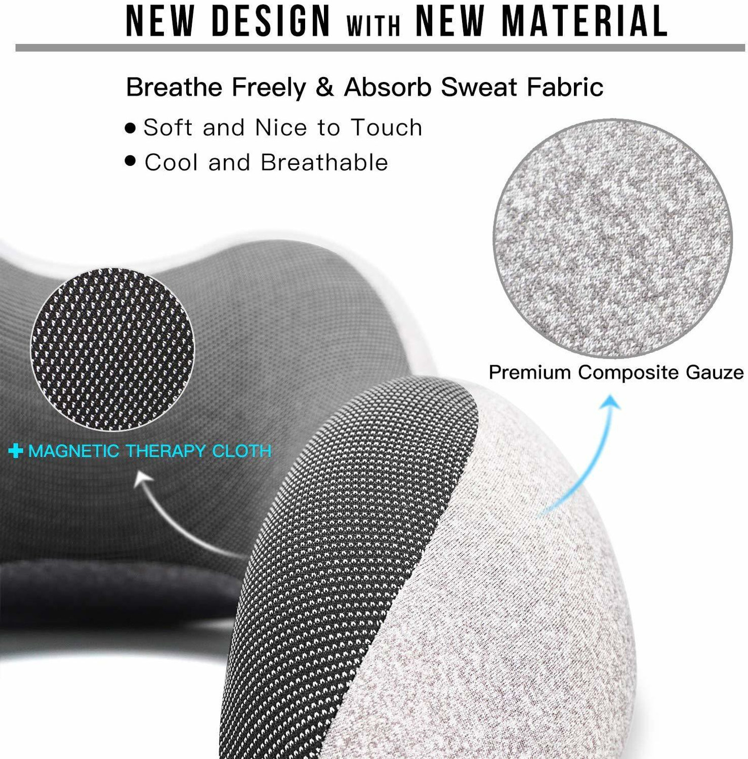 Image of Adofys Travel Grey Massage Neck Pillow & Eye Shade