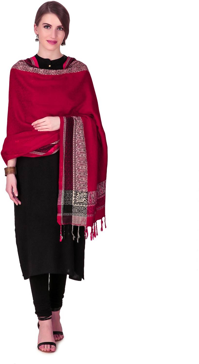 BRAVEZI Polyester Wool Blend Self Design Women Shawl