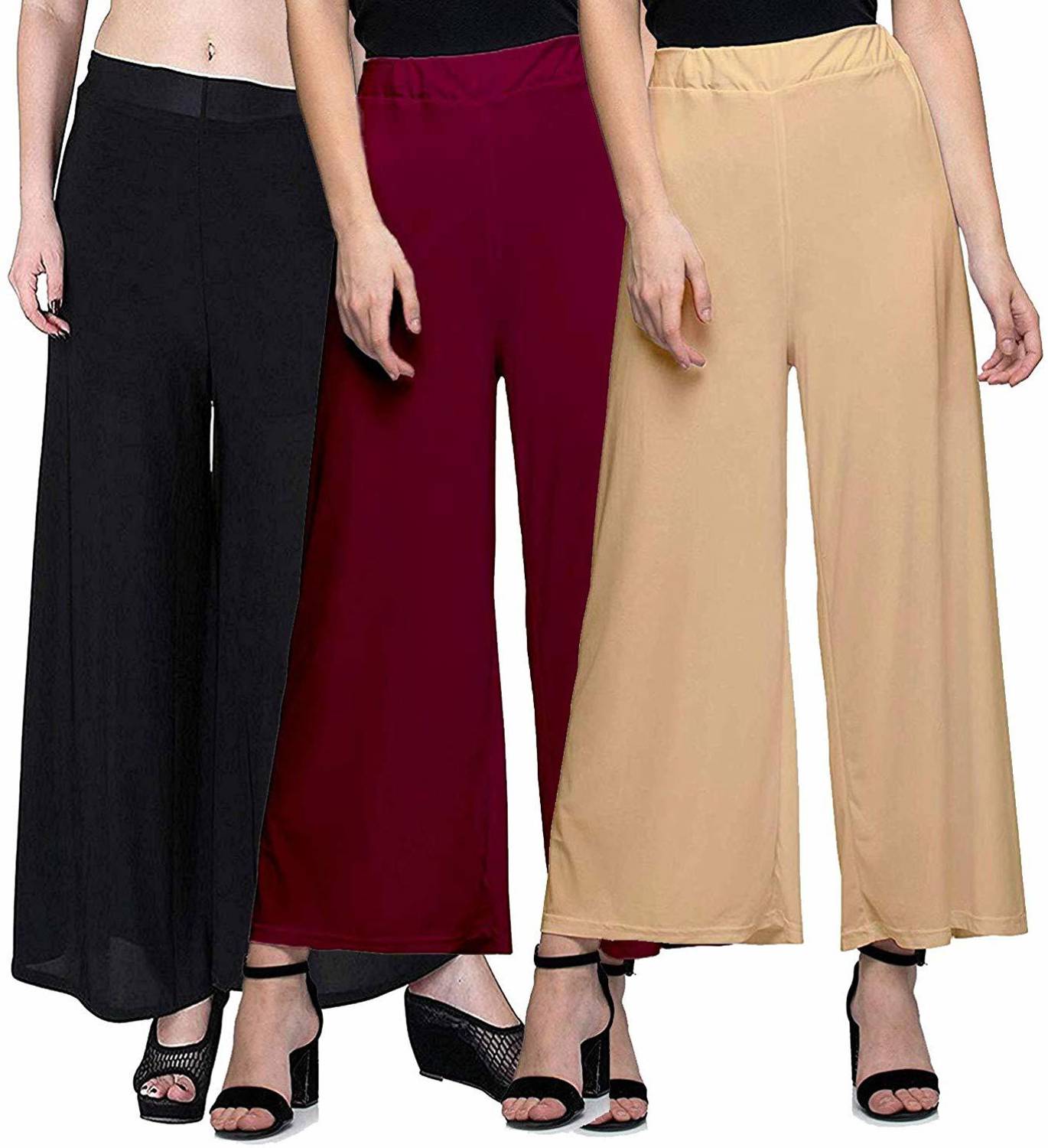SwaNit Relaxed Women Maroon, Black, Beige Trousers