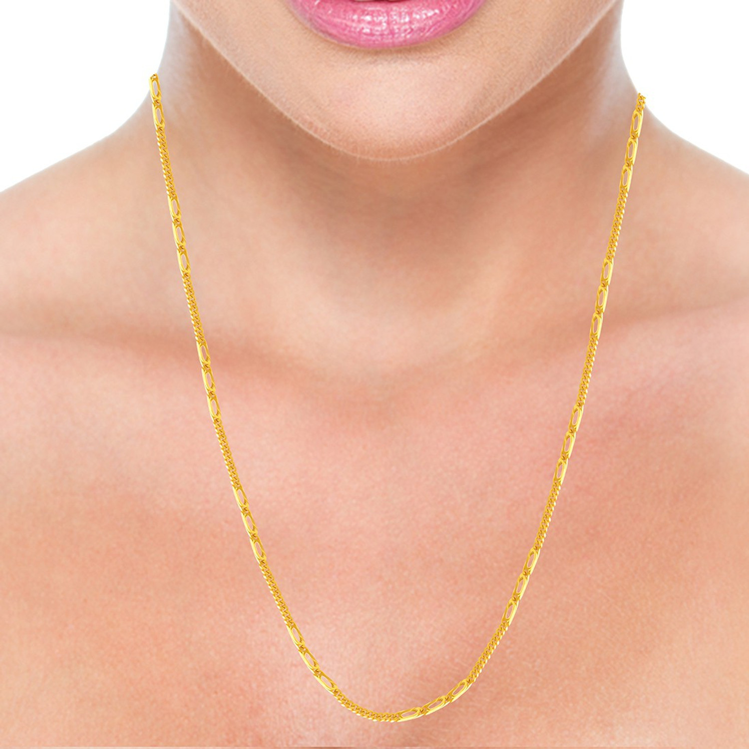 Image of PC Chandra Jewellers GOLDLITES Long and Short Chain Yellow Gold Precious Chain