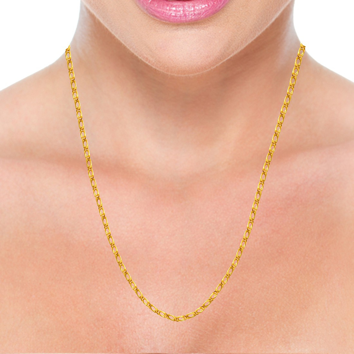 Image of PC Chandra Jewellers GOLDLITES Long and Short Chain Yellow Gold Precious Chain
