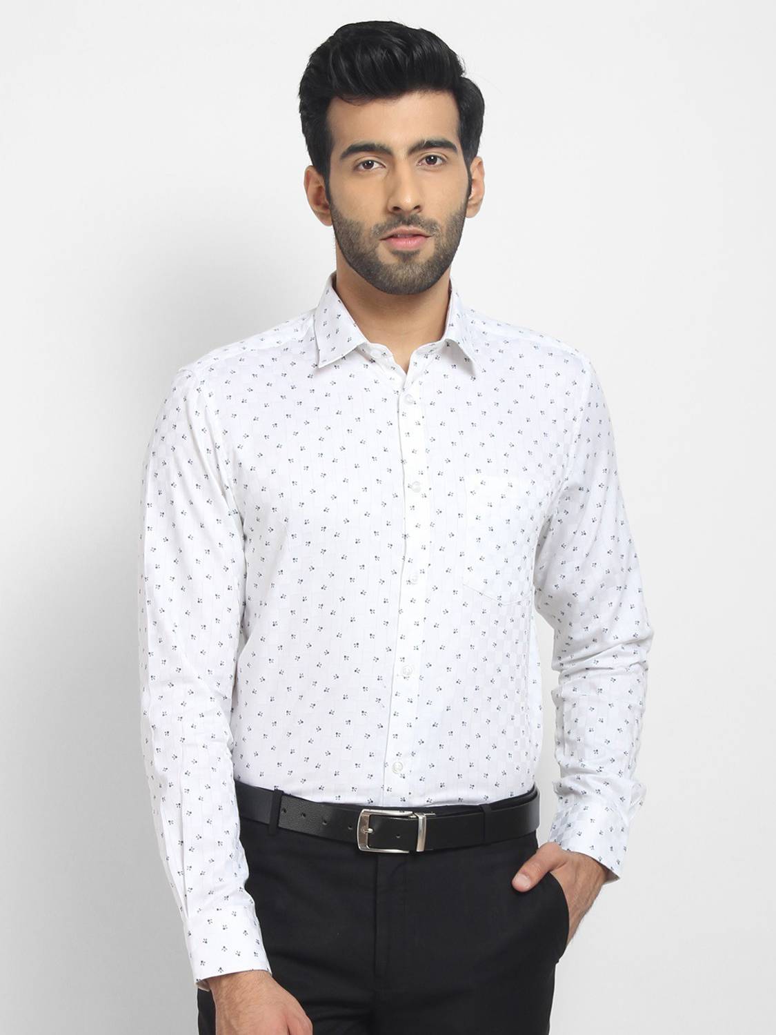 Cape Canary Men Printed Casual White Shirt