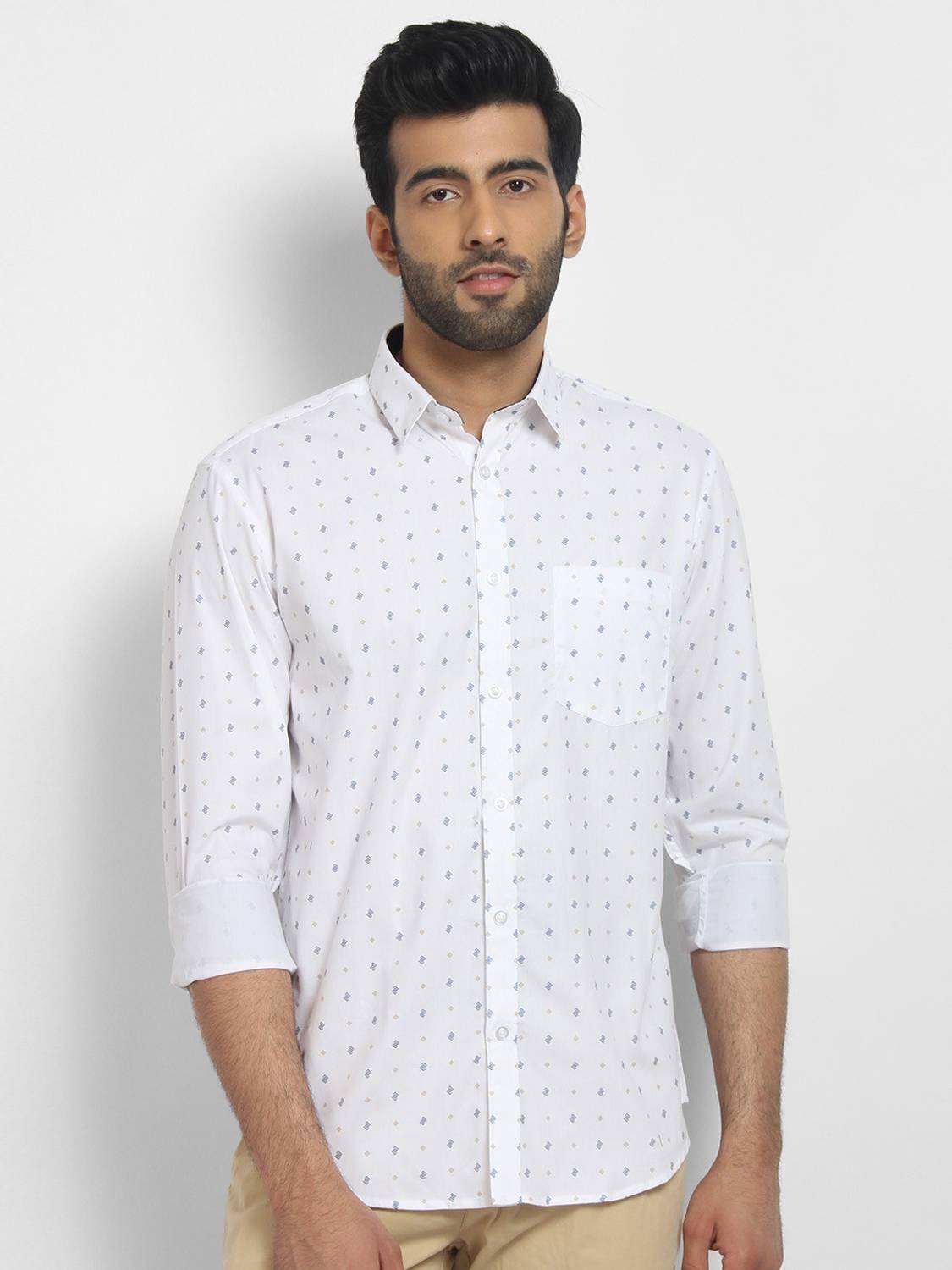 Cape Canary Men Printed Casual White Shirt