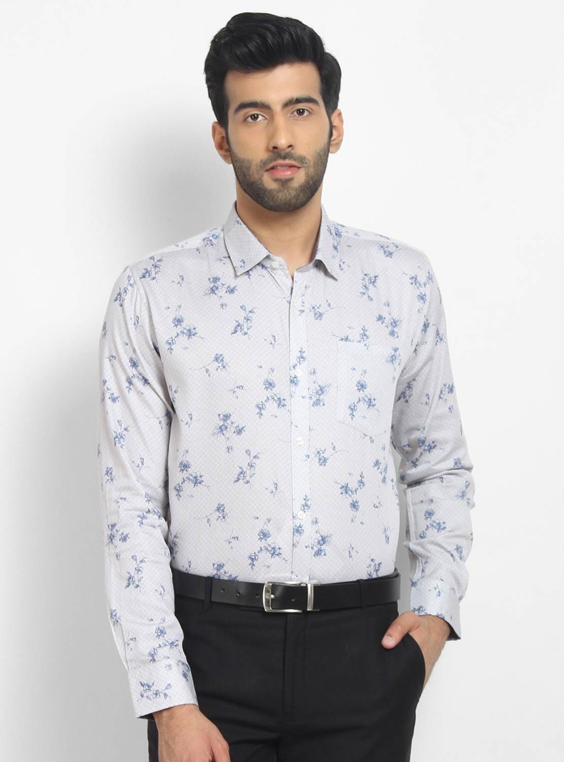 Cape Canary Men Printed Casual Grey Shirt