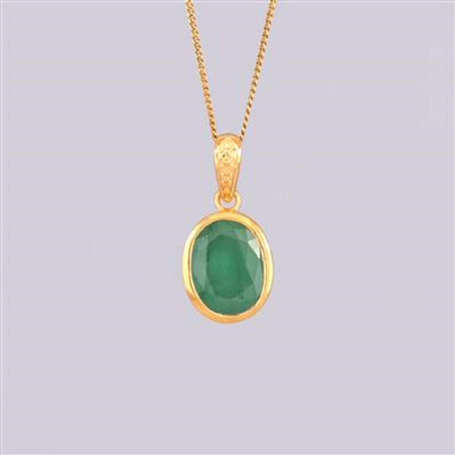 Gems Yellow Gold Plated Colombian Emerald Pendant - Image 1