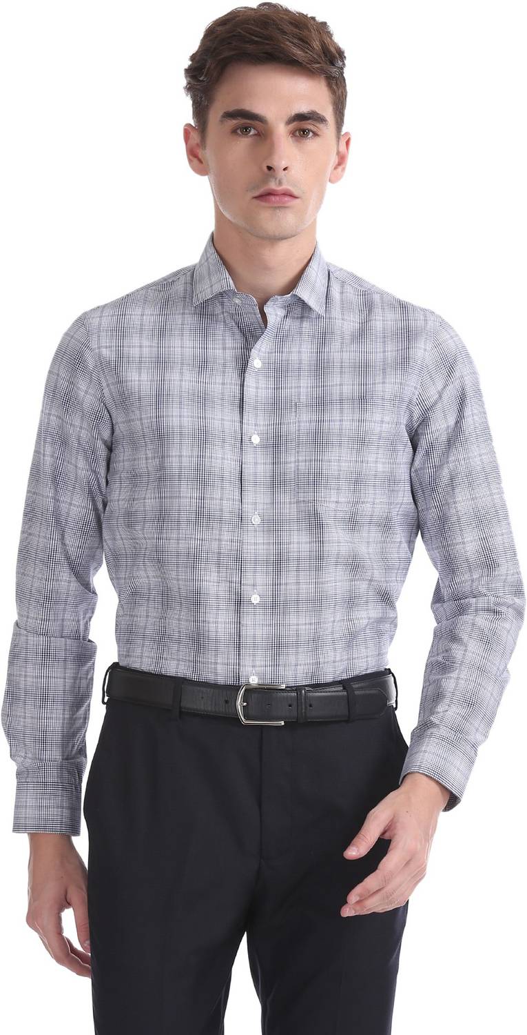 ARROW Men Checkered Formal Grey Shirt