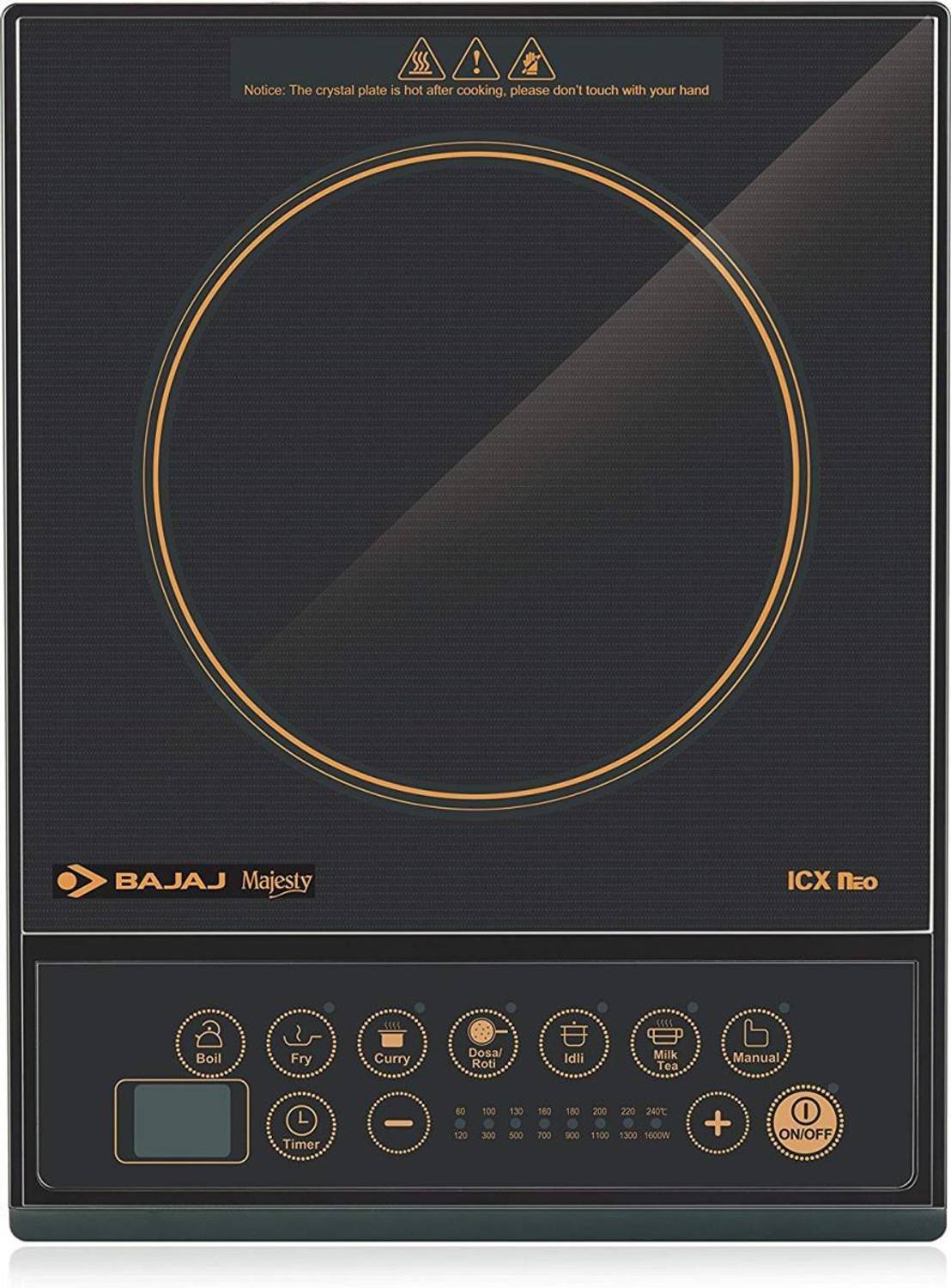BAJAJ 1600 W Induction Cooktop Push Button (Black, ICX Neo)