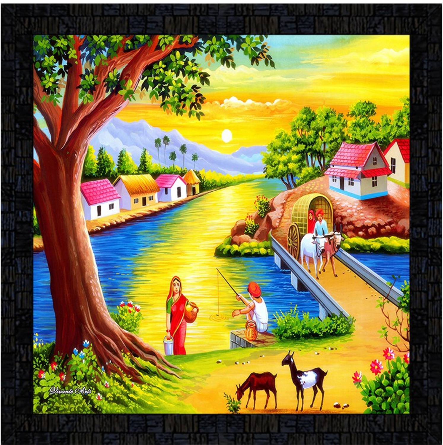 Poster N Frames Poster And Frame Hand Painted Landscape Scenery