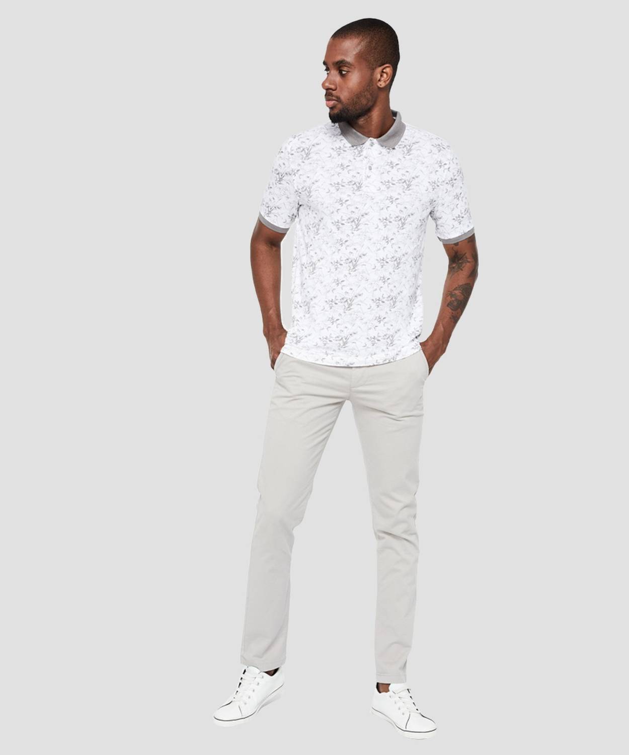 BOSSINI Slim Fit Men Grey Trousers