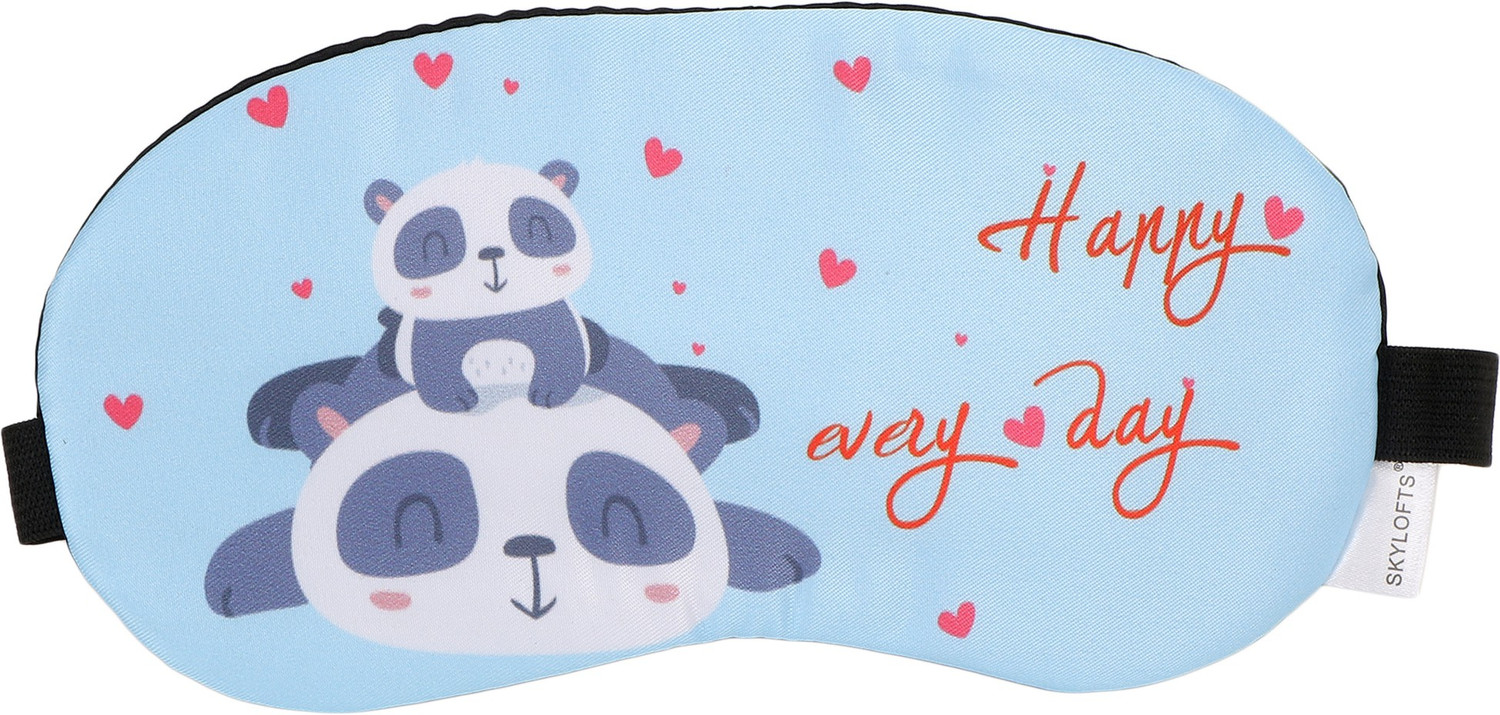 Image of Skylofts Soft & Smooth Fabric Cute Happy Panda Sleeping Mask Cooling Pack eye masks for Travel Eye Shade