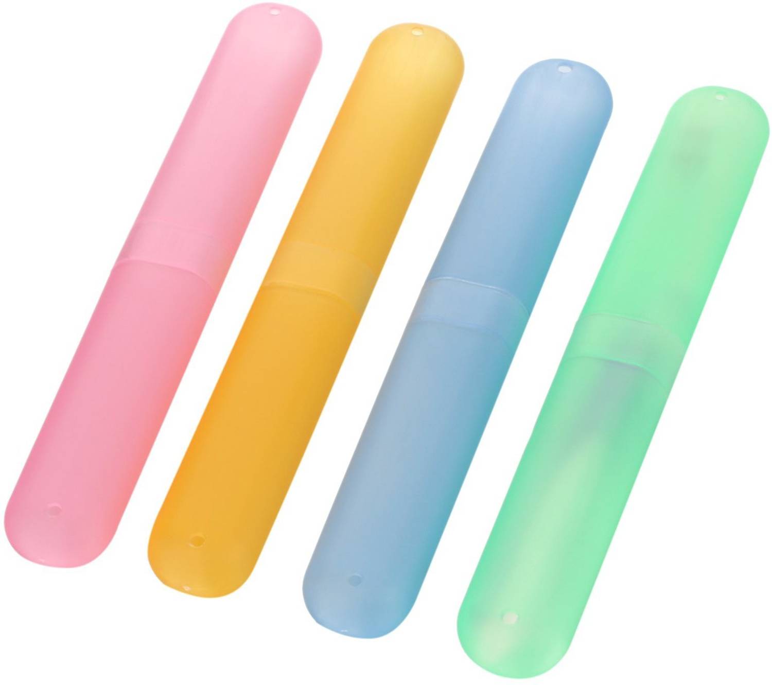 AMAZEE Multipurpose Plastic Storage Container Toothbrush Holder Portable Travel Tube Case Cover (Multicolor) - (Pack of 4) Toothbrush Case