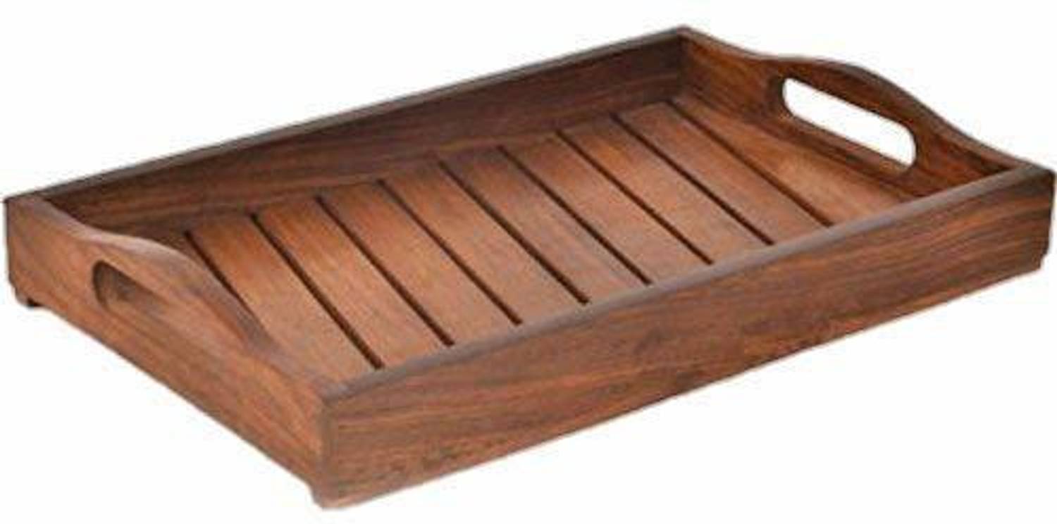 Century 21 Wooden Decorative Serving Tray Handcrafted 14 inch Long (Brown) Tray