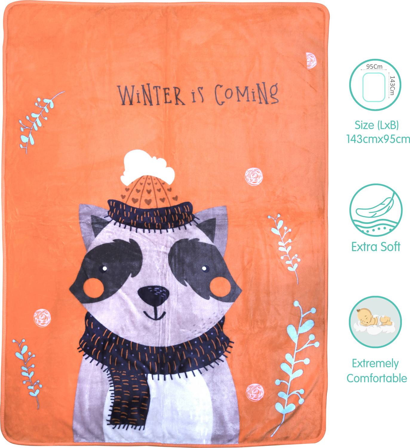 1st Step Cartoon Single Fleece Blanket for AC Room