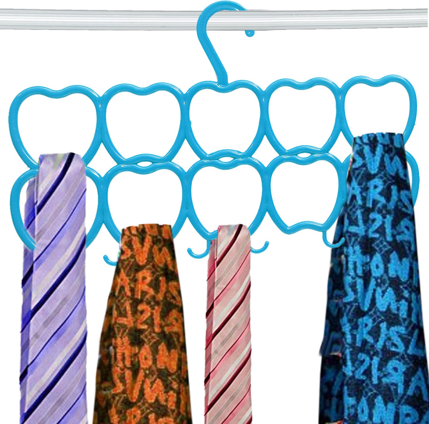 Image of KUBER INDUSTRIES 10-Circle 6 Pieces Plastic Heart Design Hanger for Scarf, Shawl, Tie, Belt, Closet Accessory Wardrobe Organizer (MultiColor) - CTKTC30783 Scarf Organizer