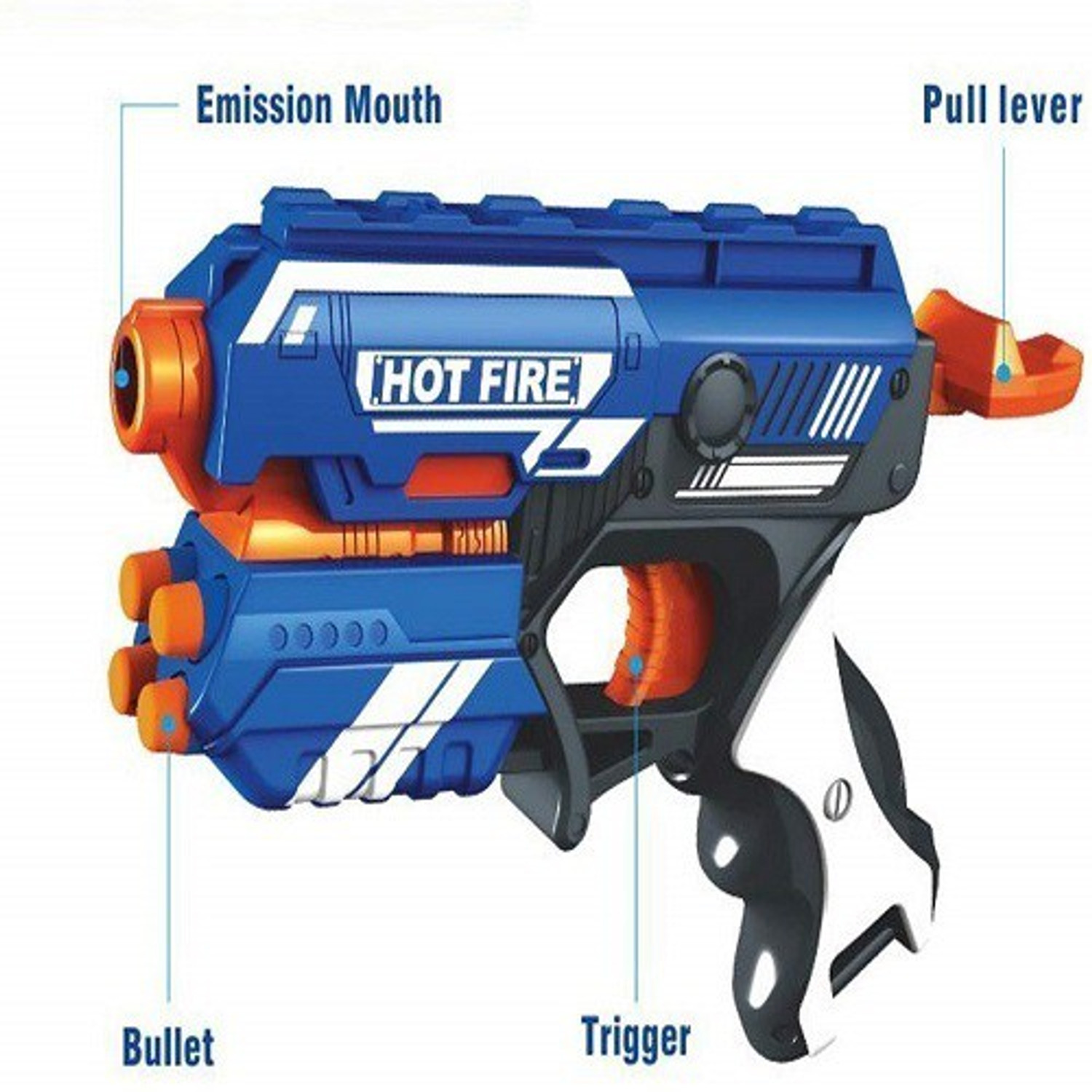 Image of Dityashop Manual Blaze Storm Gun Blaster with 10 Foam Bullets (Blue) Guns & Darts