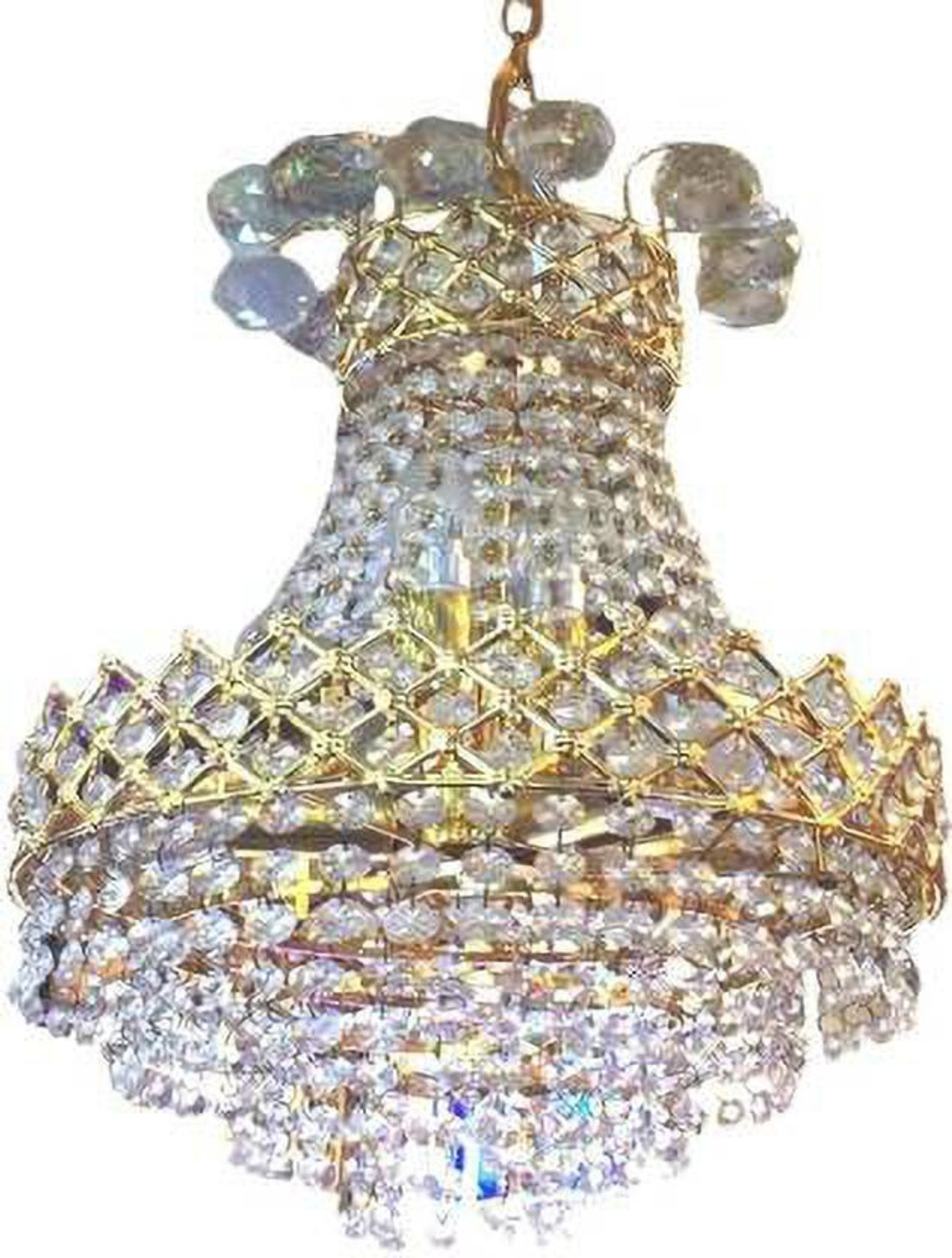Image of Shri Mahal Antiques Orginal K /9 Diamond Crystal Hanging Light Chandelier Ceiling Lamp