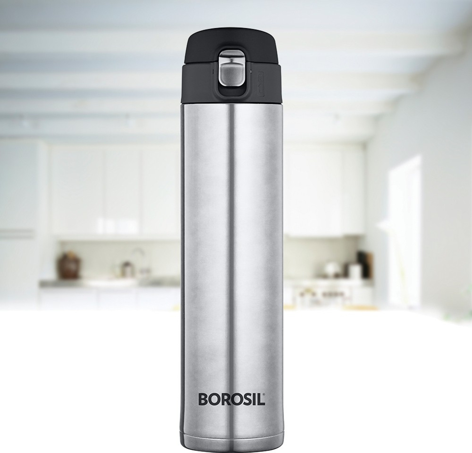 Image of BOROSIL Vacuum Insulated 500ml Water Bottle, 16 Hrs Hot & 18 Hrs Cold, Silver 500 ml Steel Flask
