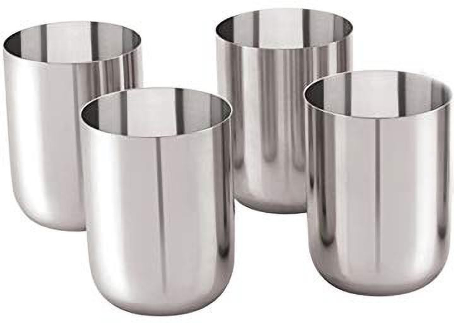 Image of Vijay (Pack of 4) Stainless Steel 7.5 22G PRM Royal Glass, 400 ml, Silver, Set of 4 Glass Set Water /Juice Glass