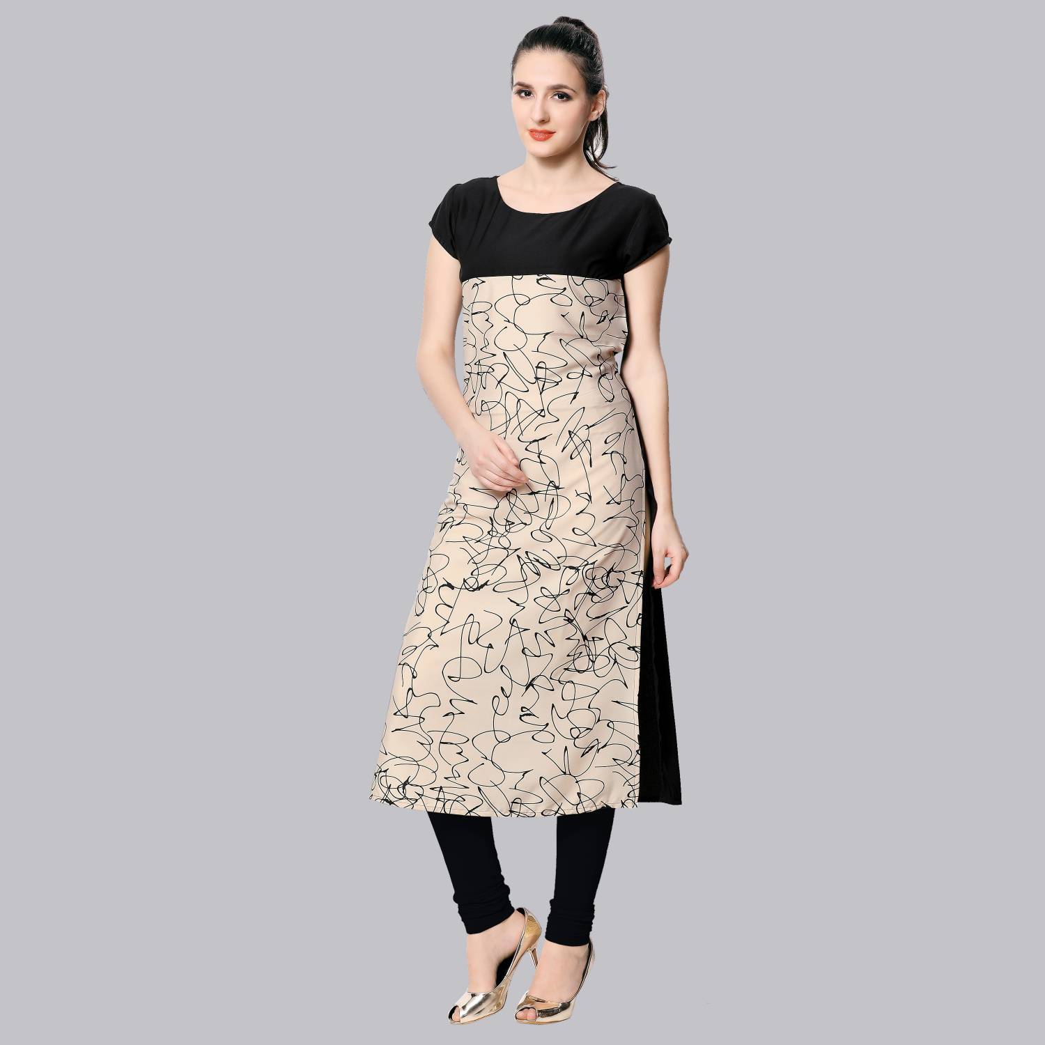 AHIKA Women Abstract Straight Kurta