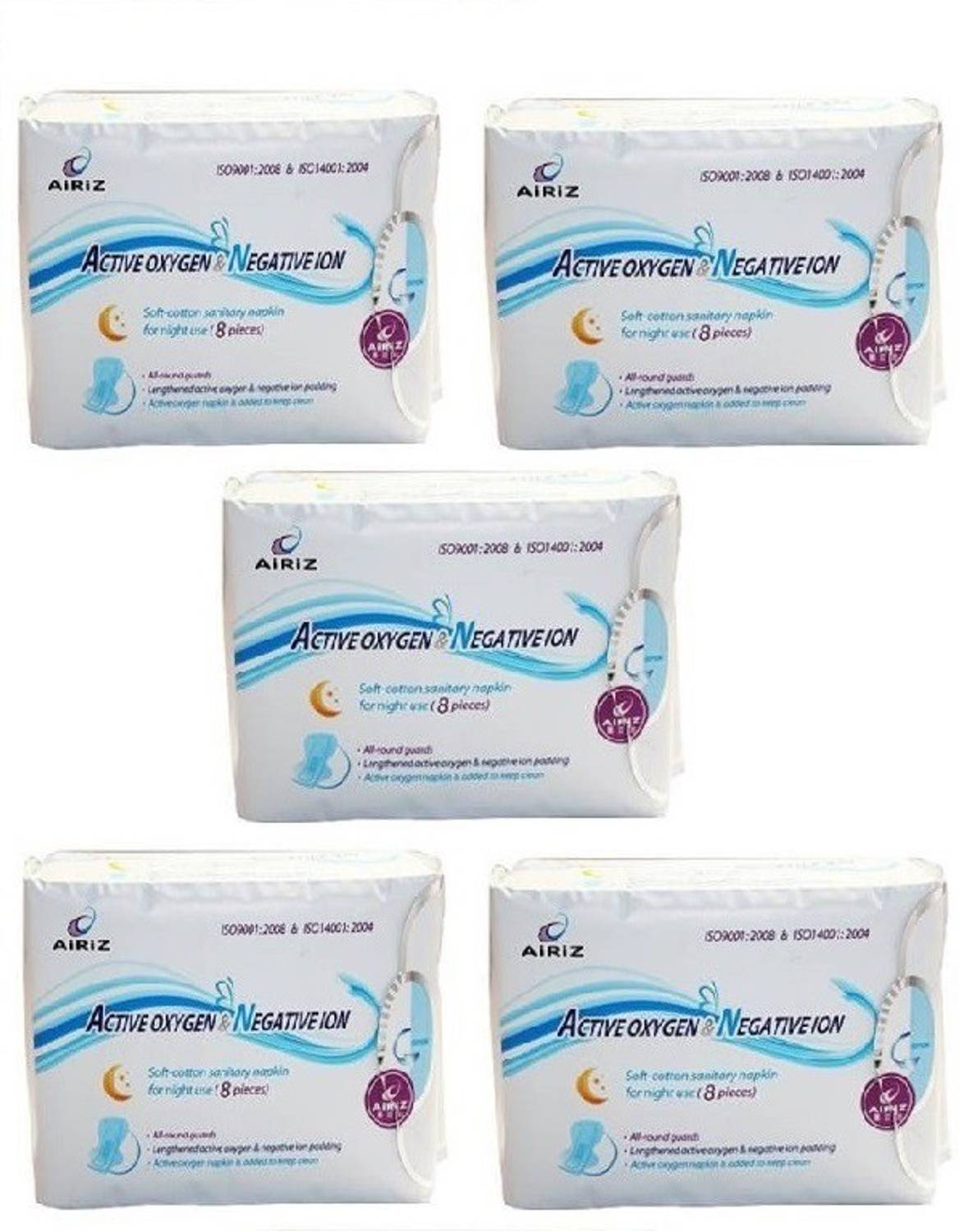 AIRIZ ACTIVE OXYGEN & NEGATIVE ION RELEX SOFT COTTON SANITARY NAPKIN FOR NIGHT USE - (40 PIECES) Sanitary Pad Sanitary Pad