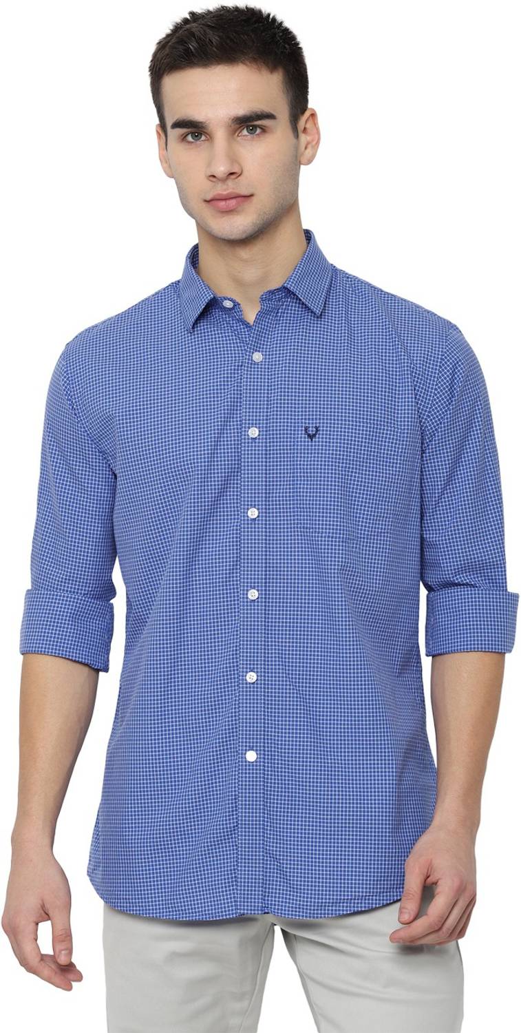Allen Solly Men Checkered Casual Dark Blue Shirt