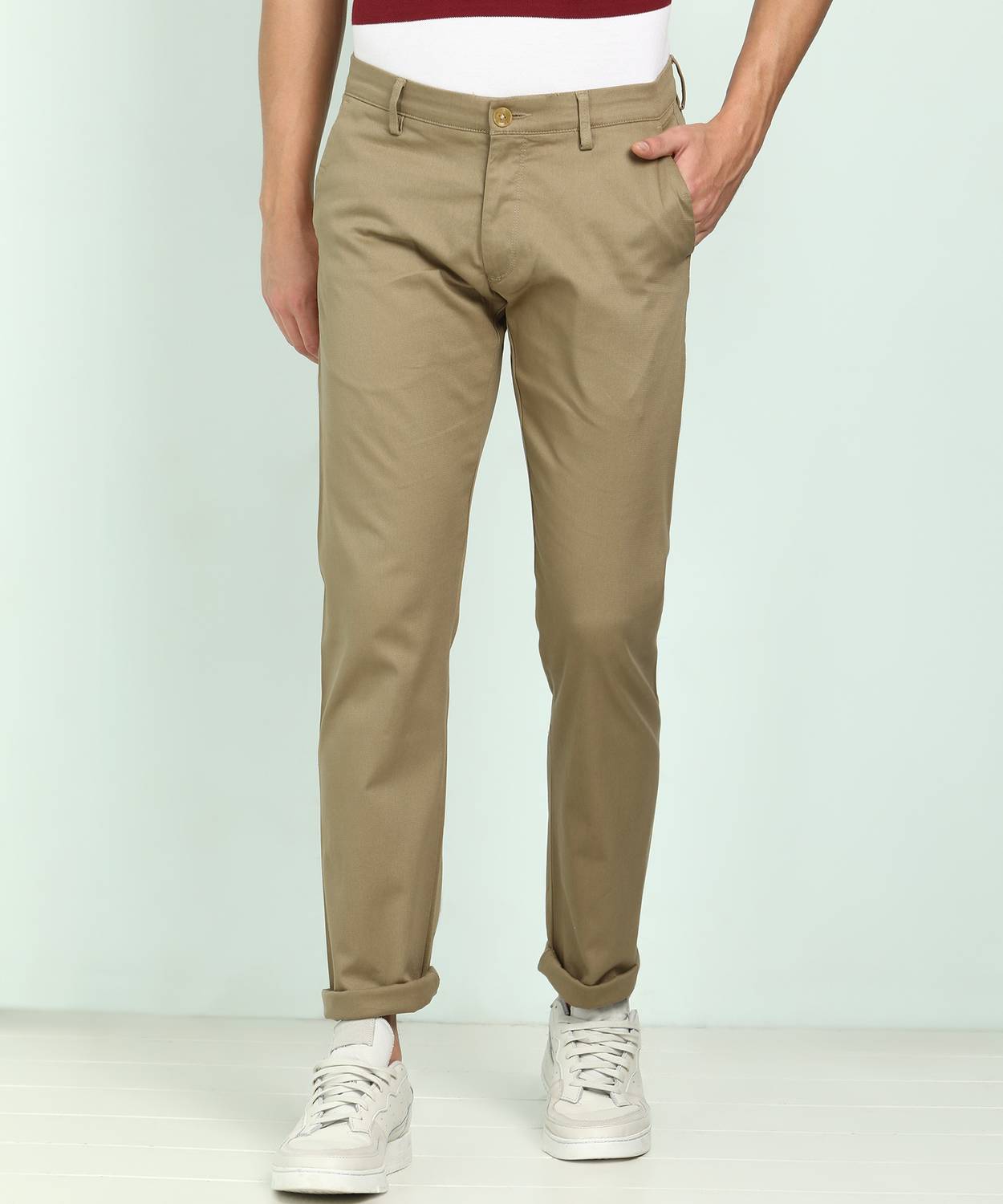 Allen Solly Regular Fit Men Brown Trousers