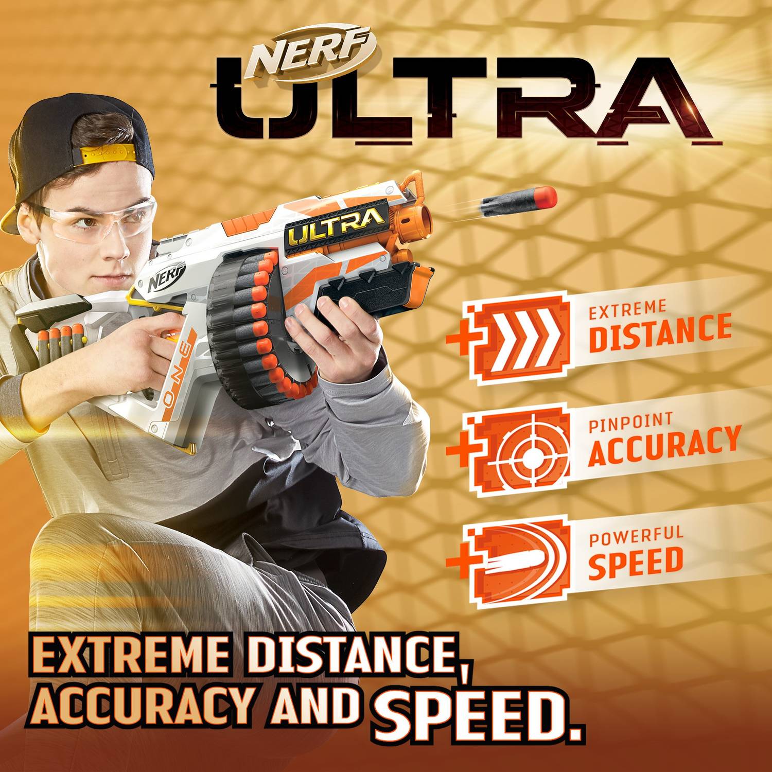 Nerf Ultra One Motorized Blaster, 25 Darts, Farthest Flying Darts