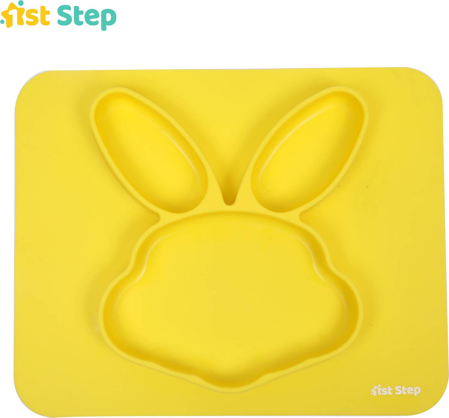 1st Step Microwave Safe And Dishwasher Safe Silicone Feeding Plate With Anti-Skid Base - Yellow  - Silicone