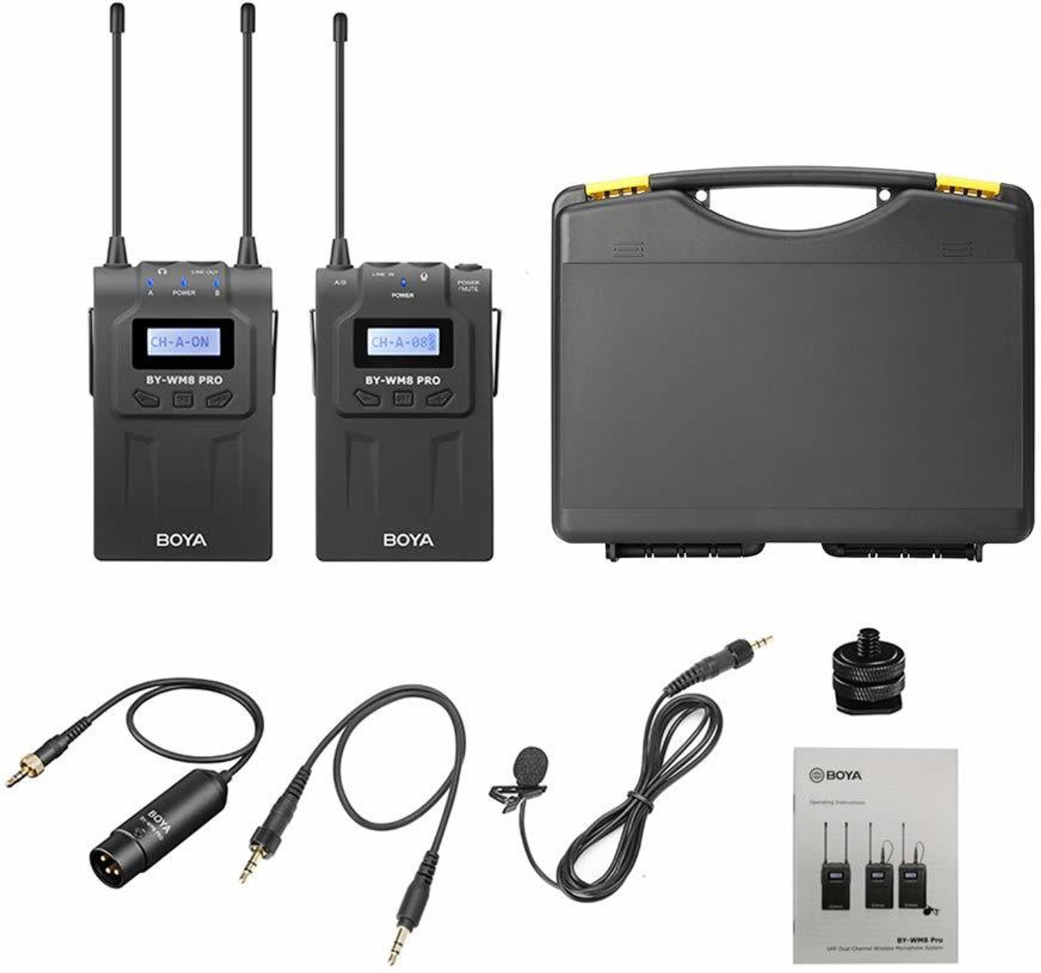 Image of BOYA WM8 Pro-K1 UHF Wireless Microphone System 48 Channels Mono /Stereo Mode LCD Display 100M Effective Range for DSLR Cameras Camcorders Microphone