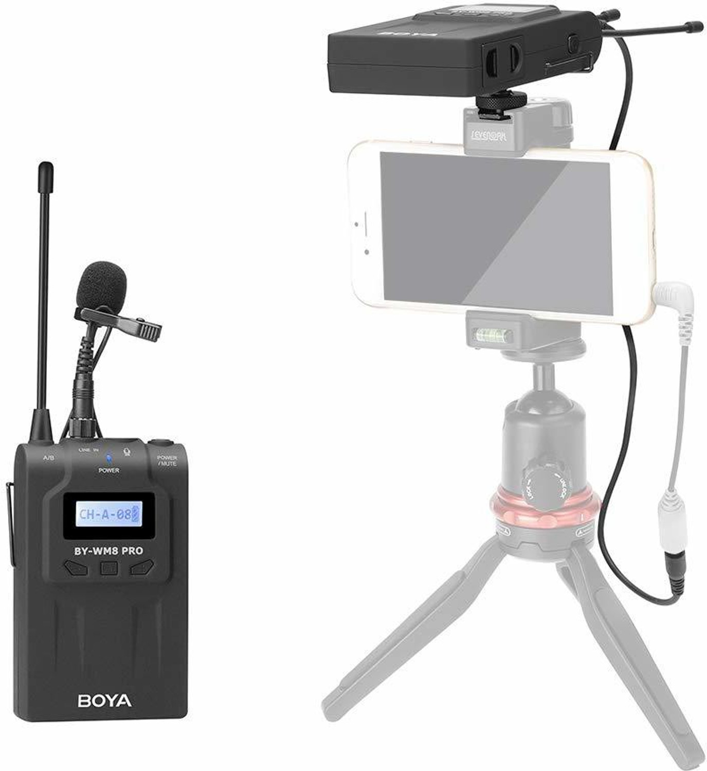 Image of BOYA WM8 Pro-K1 UHF Wireless Microphone System 48 Channels Mono /Stereo Mode LCD Display 100M Effective Range for DSLR Cameras Camcorders Microphone