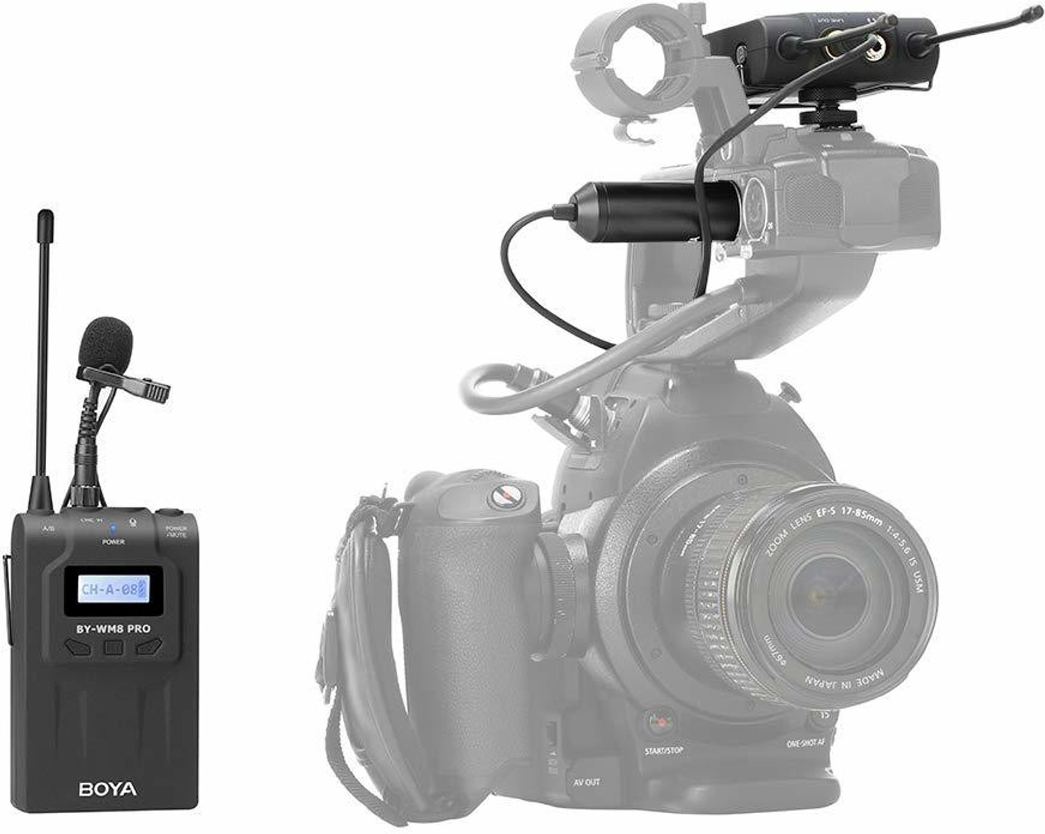 Image of BOYA WM8 Pro-K1 UHF Wireless Microphone System 48 Channels Mono /Stereo Mode LCD Display 100M Effective Range for DSLR Cameras Camcorders Microphone