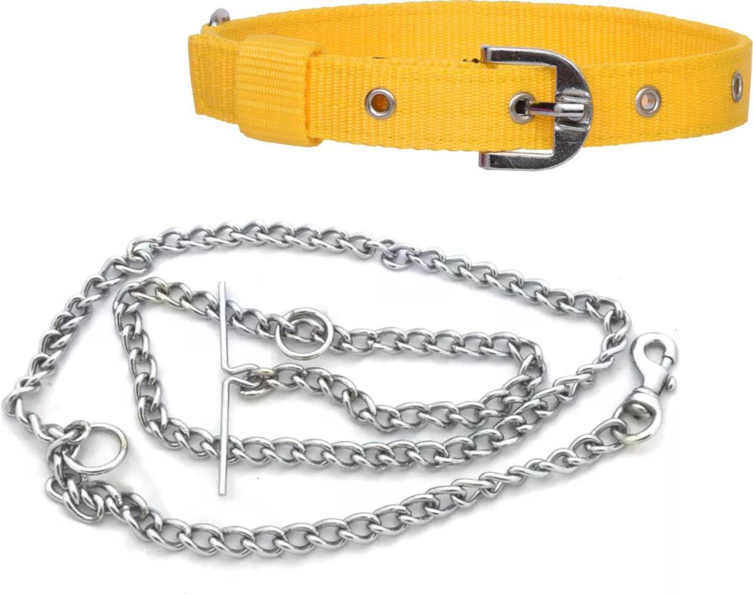 ADIOS YELLOW COLOR DOG COLLAR & DOG CHAIN Dog Collar & Chain