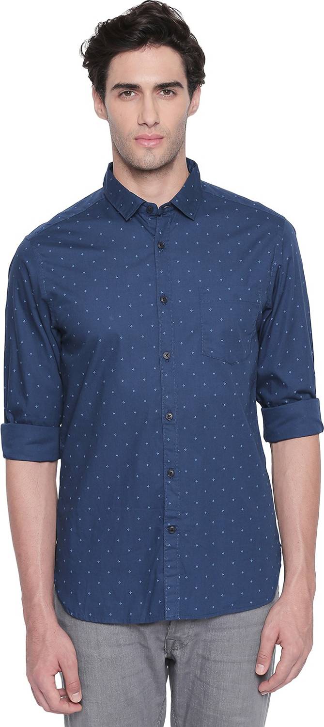 Byford by Pantaloons Men Printed Casual Blue Shirt