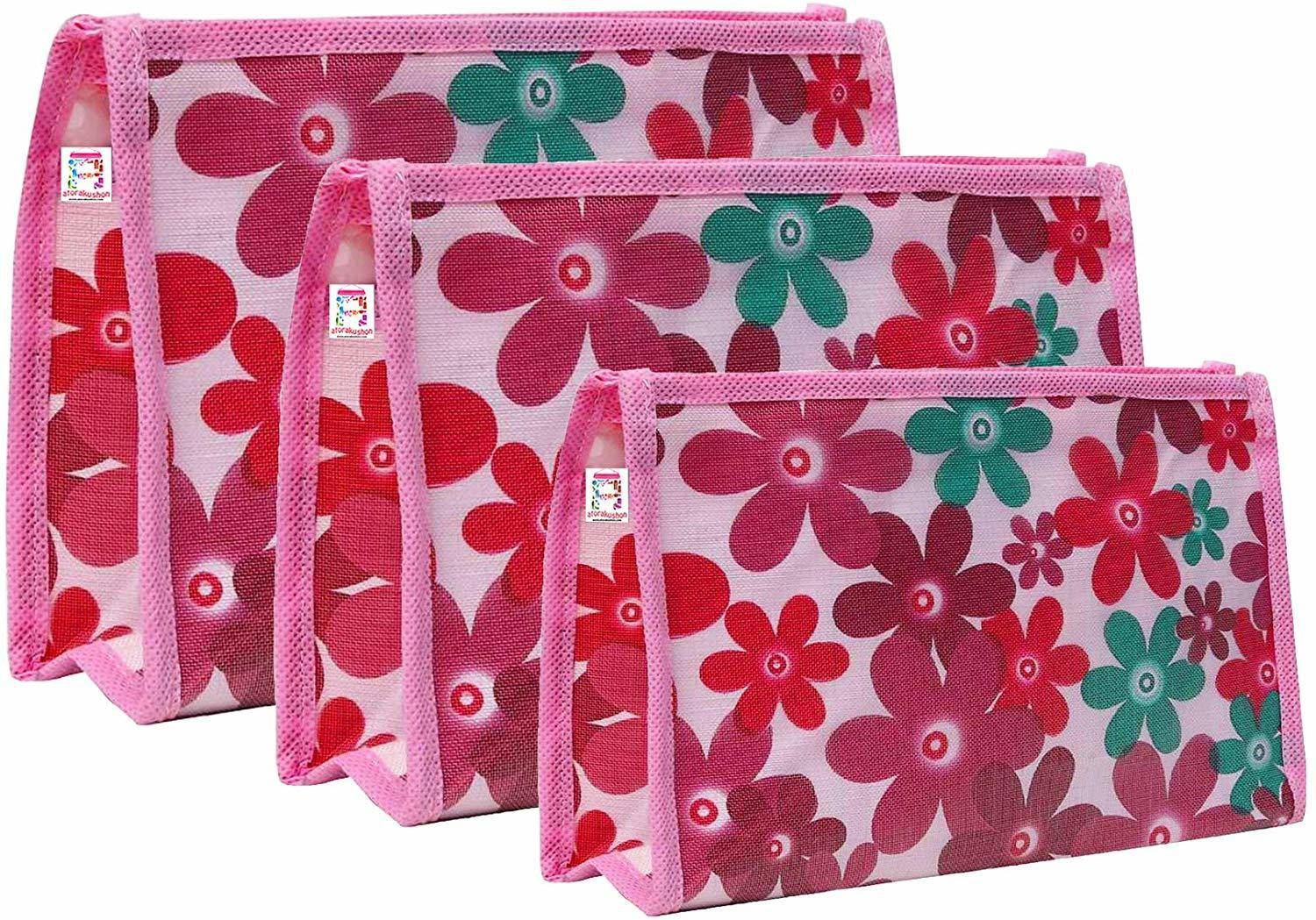 atorakushon chakprintedpouchpink Polyester Storage Pouch