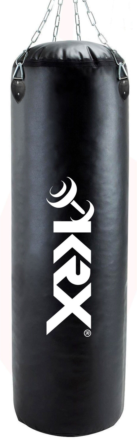Image of KRX Ultimate 3 Feet Filled Black Punching Bag PU Leather with Chain Hanging Bag