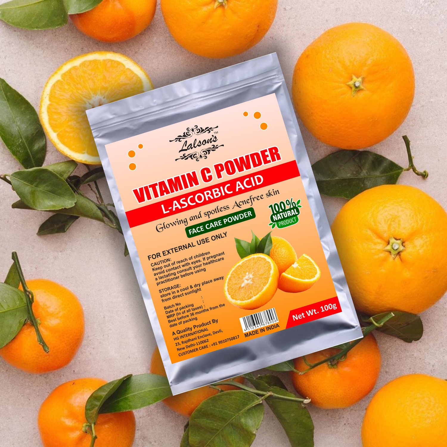 Image of Lalson's Vitamin C Powder (L-Ascorbic Acid) For Use in Serums and Cosmetic Formulations